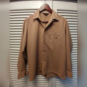 Vintage Men's Casual Button Down Shirt - Brown